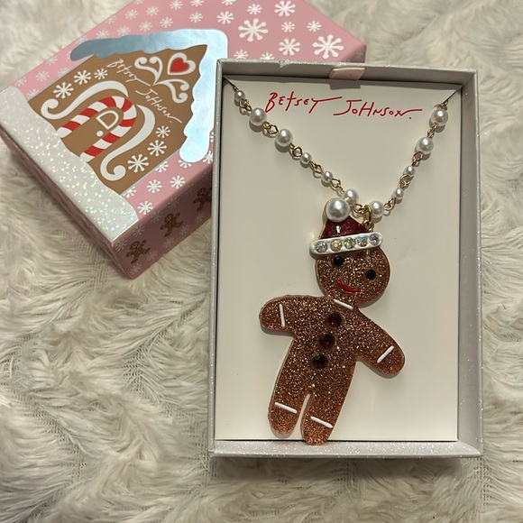 Betsey Johnson Gingerbread Man Statement Pendant Necklace - Picture 2 of 10